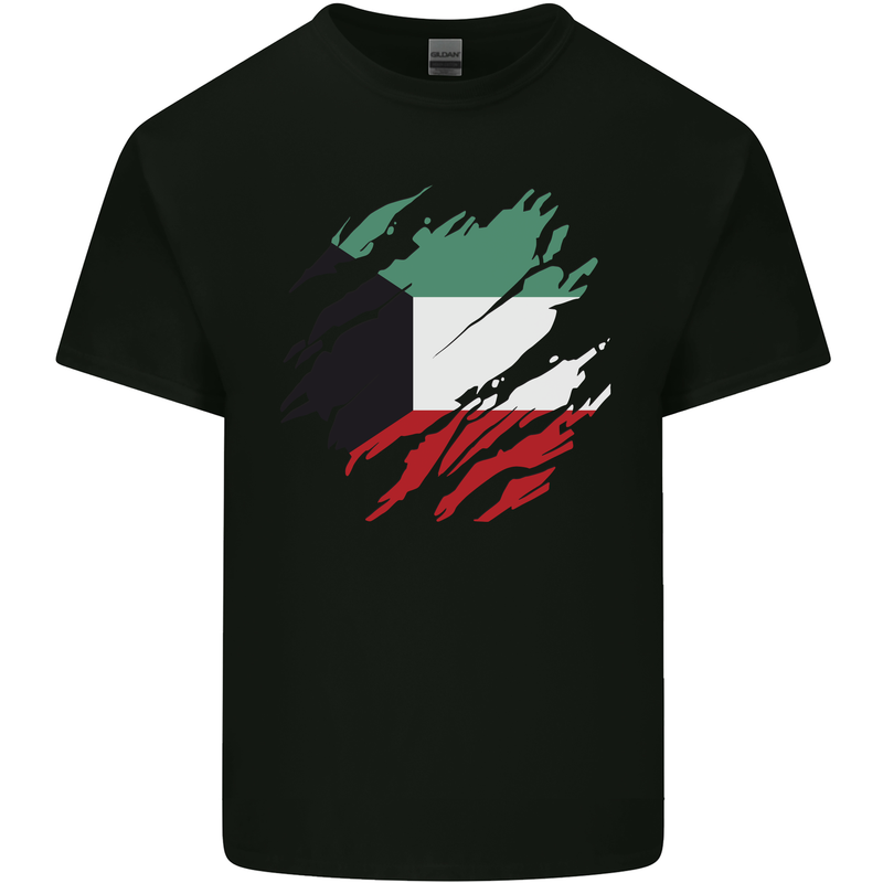 Torn Kuwait Flag Kuwaiti Day Football Kids T-Shirt Childrens Black
