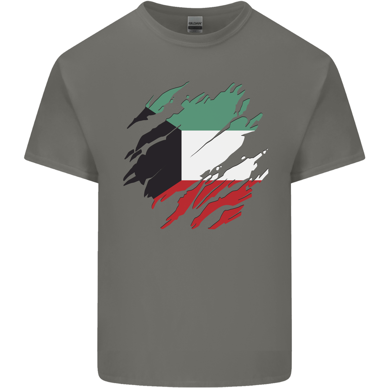 Torn Kuwait Flag Kuwaiti Day Football Kids T-Shirt Childrens Charcoal