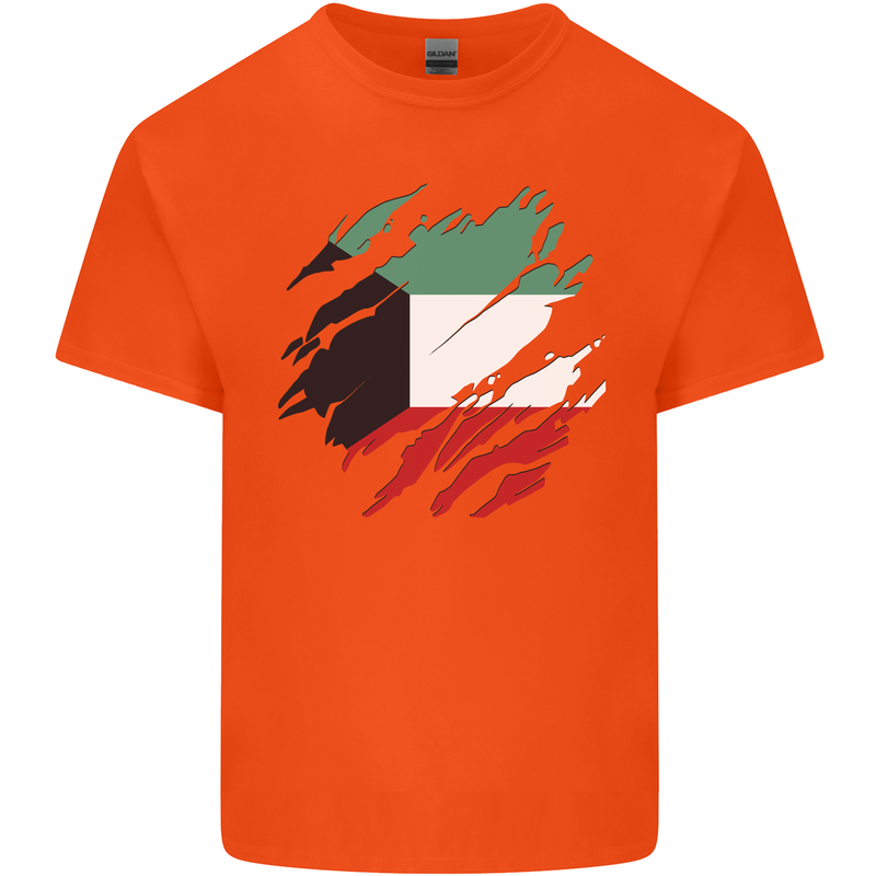 Torn Kuwait Flag Kuwaiti Day Football Kids T-Shirt Childrens Orange