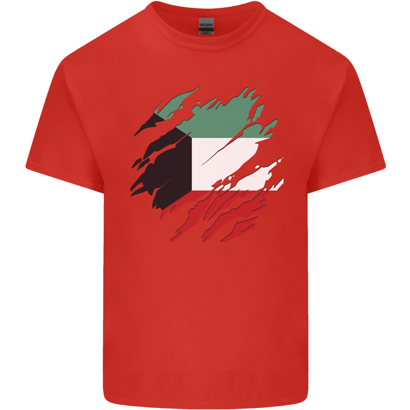 Torn Kuwait Flag Kuwaiti Day Football Kids T-Shirt Childrens Red
