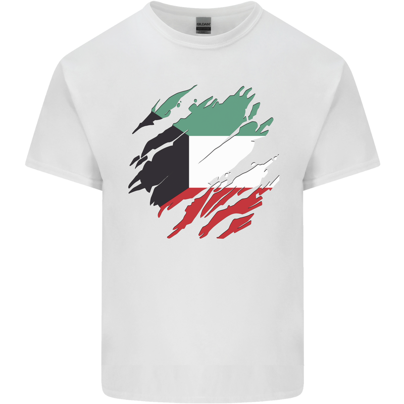 Torn Kuwait Flag Kuwaiti Day Football Kids T-Shirt Childrens White