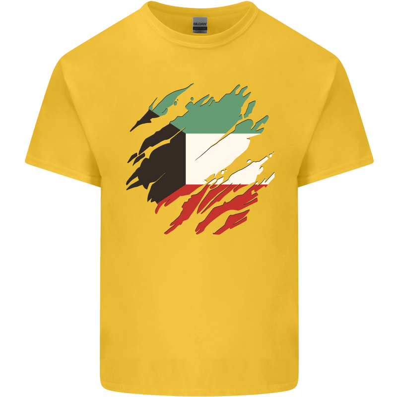Torn Kuwait Flag Kuwaiti Day Football Kids T-Shirt Childrens Yellow