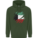 Torn Kuwait Flag Kuwaiti Day Football Mens 80% Cotton Hoodie Forest Green