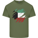 Torn Kuwait Flag Kuwaiti Day Football Mens Cotton T-Shirt Tee Top Military Green