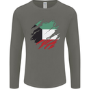 Torn Kuwait Flag Kuwaiti Day Football Mens Long Sleeve T-Shirt Charcoal