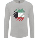 Torn Kuwait Flag Kuwaiti Day Football Mens Long Sleeve T-Shirt Sports Grey