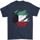 Torn Kuwait Flag Kuwaiti Day Football Mens T-Shirt 100% Cotton Navy Blue
