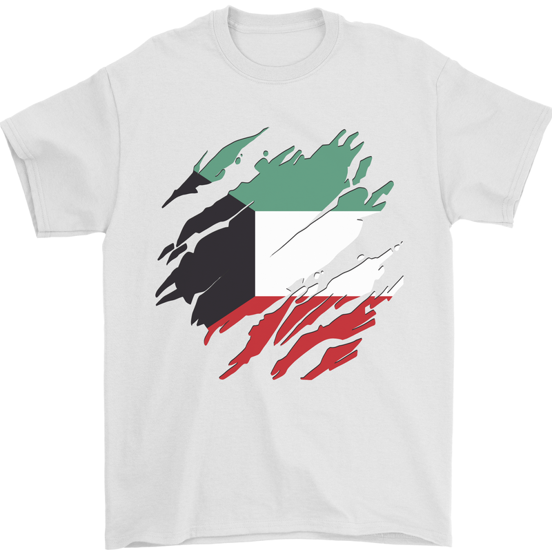 Torn Kuwait Flag Kuwaiti Day Football Mens T-Shirt 100% Cotton White