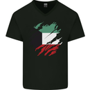 Torn Kuwait Flag Kuwaiti Day Football Mens V-Neck Cotton T-Shirt Black