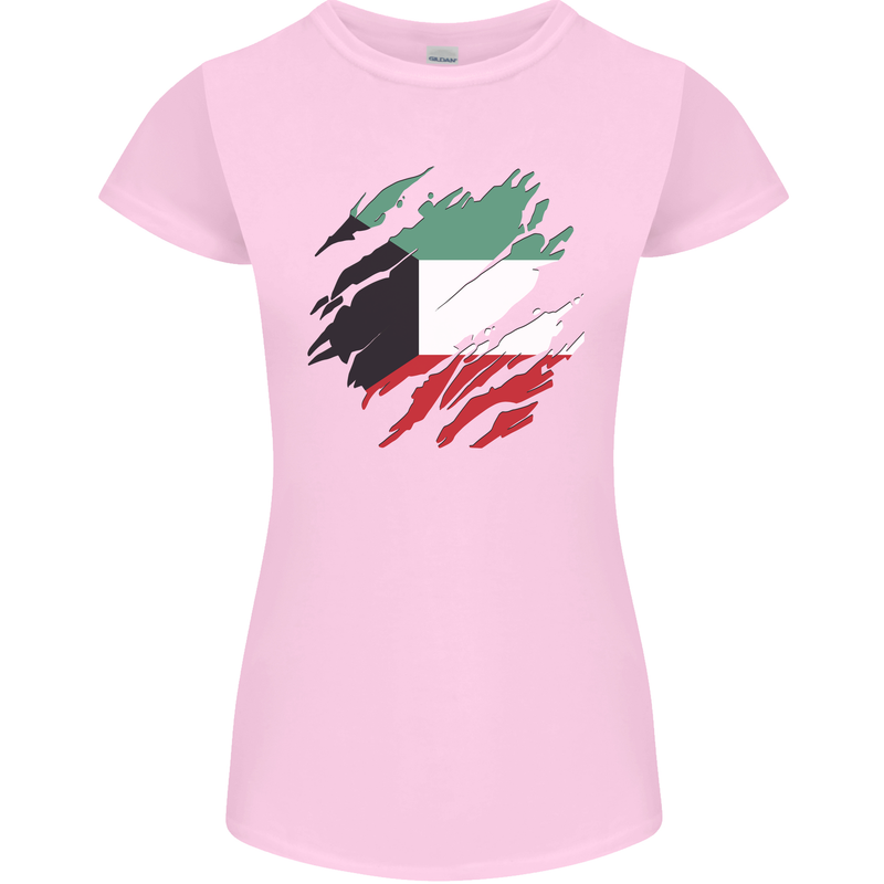 Torn Kuwait Flag Kuwaiti Day Football Womens Petite Cut T-Shirt Light Pink