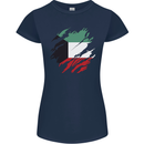 Torn Kuwait Flag Kuwaiti Day Football Womens Petite Cut T-Shirt Navy Blue