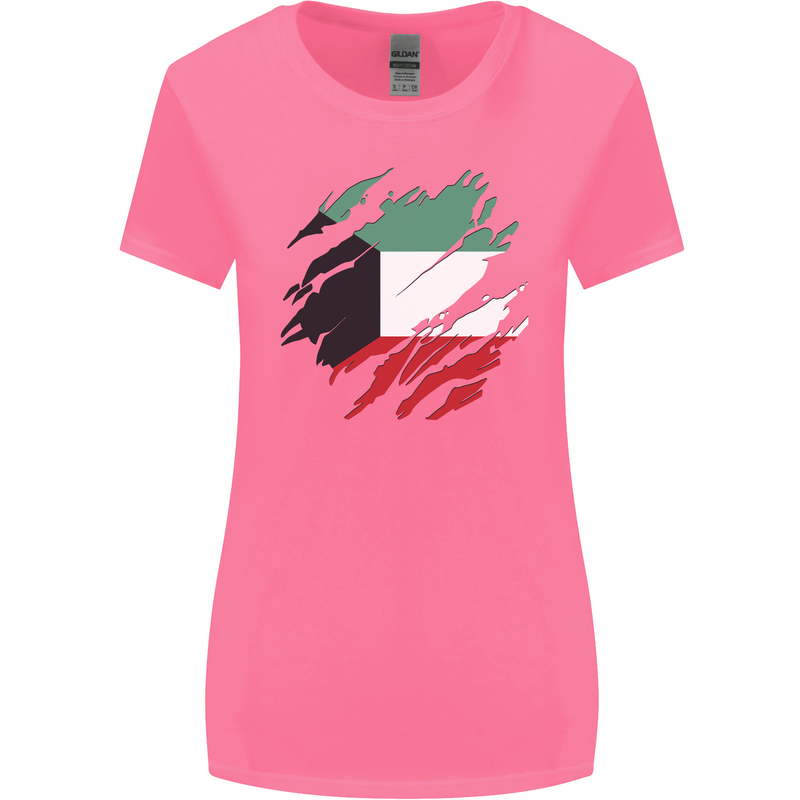 Torn Kuwait Flag Kuwaiti Day Football Womens Wider Cut T-Shirt Azalea
