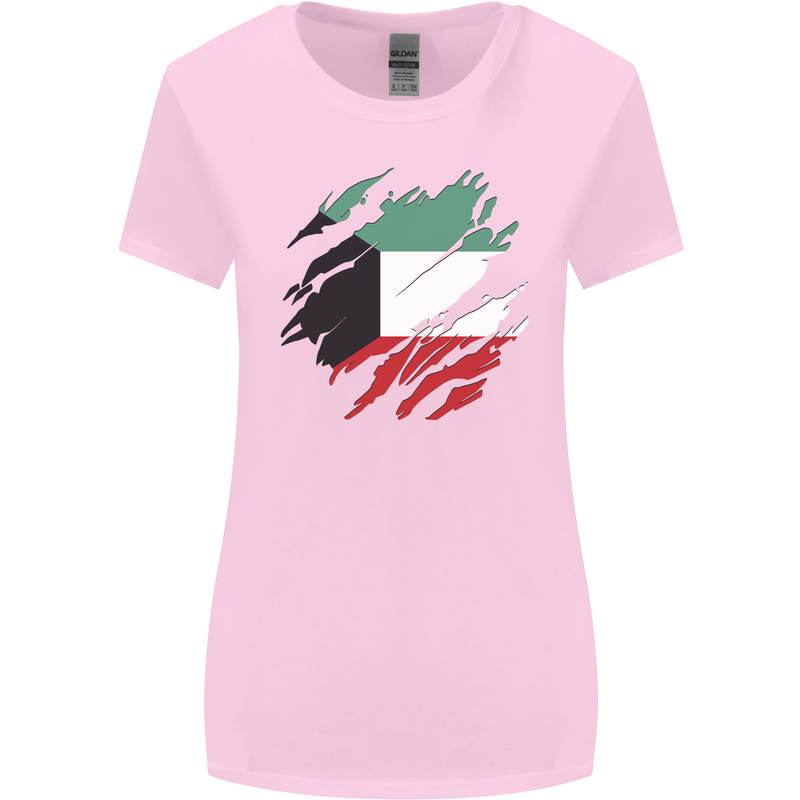 Torn Kuwait Flag Kuwaiti Day Football Womens Wider Cut T-Shirt Light Pink