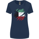 Torn Kuwait Flag Kuwaiti Day Football Womens Wider Cut T-Shirt Navy Blue