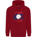 Torn Laos Flag Laotian Day Football Childrens Kids Hoodie Red