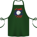 Torn Laos Flag Laotian Day Football Cotton Apron 100% Organic Forest Green