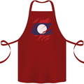 Torn Laos Flag Laotian Day Football Cotton Apron 100% Organic Maroon