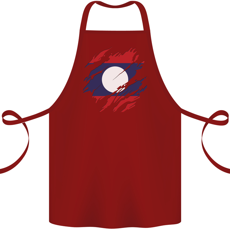Torn Laos Flag Laotian Day Football Cotton Apron 100% Organic Maroon