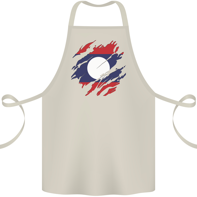Torn Laos Flag Laotian Day Football Cotton Apron 100% Organic Natural