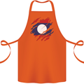 Torn Laos Flag Laotian Day Football Cotton Apron 100% Organic Orange