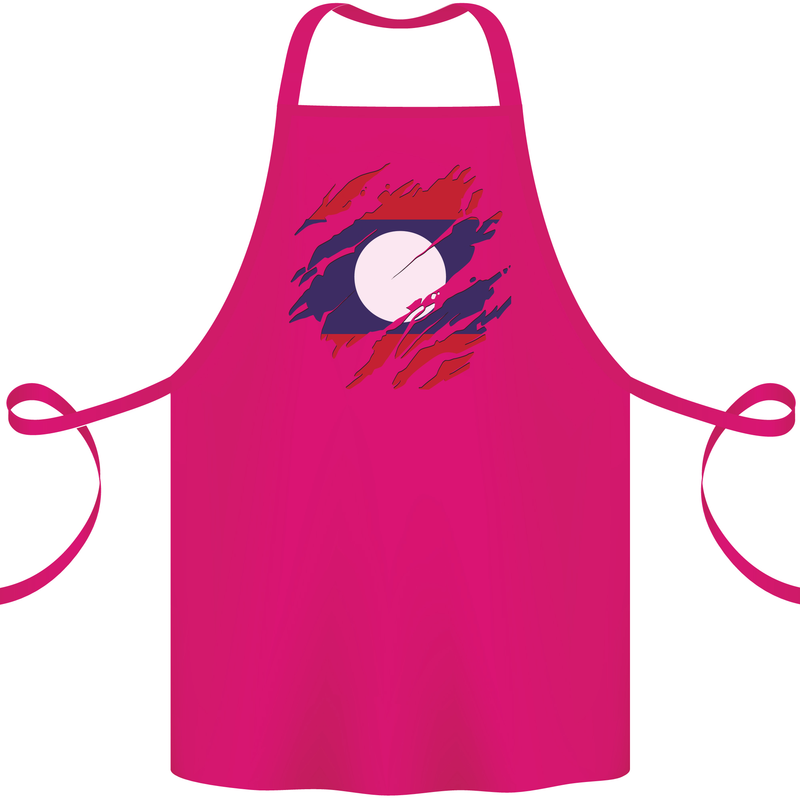Torn Laos Flag Laotian Day Football Cotton Apron 100% Organic Pink