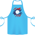 Torn Laos Flag Laotian Day Football Cotton Apron 100% Organic Turquoise