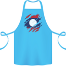Torn Laos Flag Laotian Day Football Cotton Apron 100% Organic Turquoise