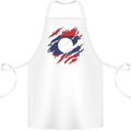 Torn Laos Flag Laotian Day Football Cotton Apron 100% Organic White