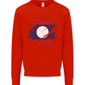 Torn Laos Flag Laotian Day Football Kids Sweatshirt Jumper Bright Red