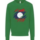 Torn Laos Flag Laotian Day Football Kids Sweatshirt Jumper Irish Green