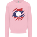 Torn Laos Flag Laotian Day Football Kids Sweatshirt Jumper Light Pink