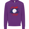 Torn Laos Flag Laotian Day Football Kids Sweatshirt Jumper Purple