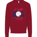 Torn Laos Flag Laotian Day Football Kids Sweatshirt Jumper Red