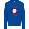 Torn Laos Flag Laotian Day Football Kids Sweatshirt Jumper Royal Blue