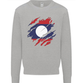 Torn Laos Flag Laotian Day Football Kids Sweatshirt Jumper Sports Grey