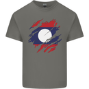 Torn Laos Flag Laotian Day Football Kids T-Shirt Childrens Charcoal