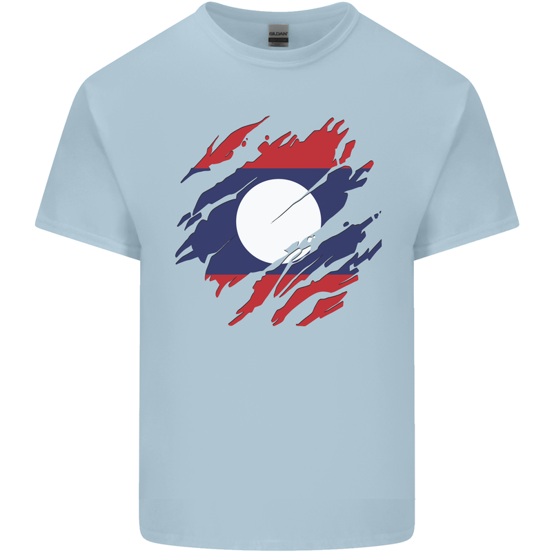 Torn Laos Flag Laotian Day Football Kids T-Shirt Childrens Light Blue