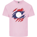 Torn Laos Flag Laotian Day Football Kids T-Shirt Childrens Light Pink