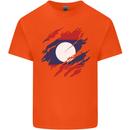 Torn Laos Flag Laotian Day Football Kids T-Shirt Childrens Orange