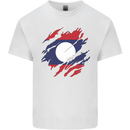 Torn Laos Flag Laotian Day Football Kids T-Shirt Childrens White