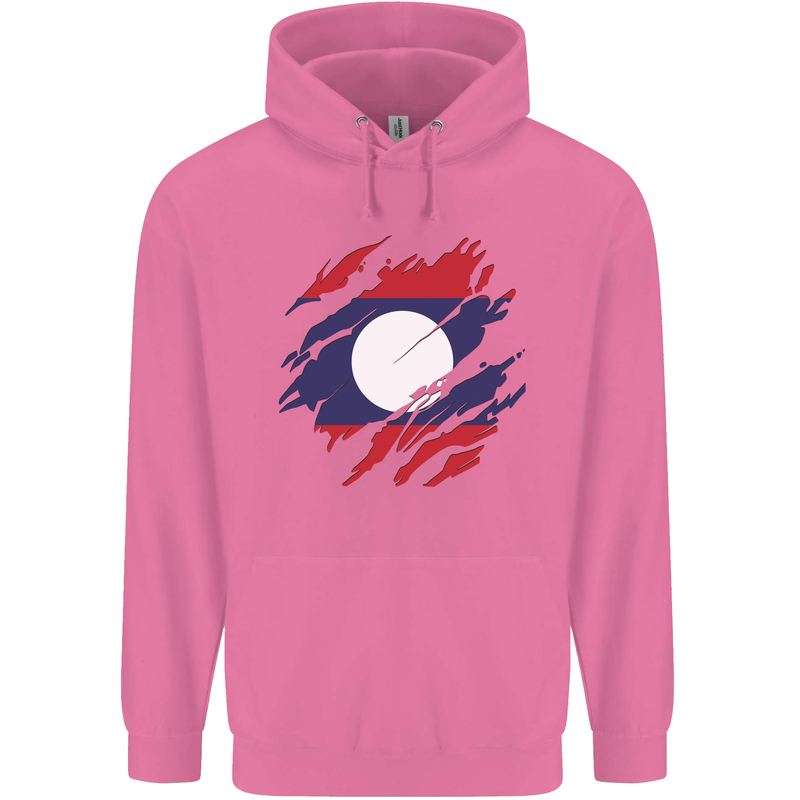 Torn Laos Flag Laotian Day Football Mens 80% Cotton Hoodie Azelea
