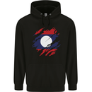 Torn Laos Flag Laotian Day Football Mens 80% Cotton Hoodie Black