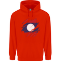 Torn Laos Flag Laotian Day Football Mens 80% Cotton Hoodie Bright Red