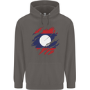 Torn Laos Flag Laotian Day Football Mens 80% Cotton Hoodie Charcoal