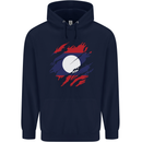 Torn Laos Flag Laotian Day Football Mens 80% Cotton Hoodie Navy Blue