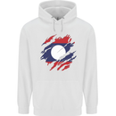 Torn Laos Flag Laotian Day Football Mens 80% Cotton Hoodie White
