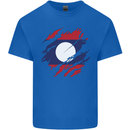 Torn Laos Flag Laotian Day Football Mens Cotton T-Shirt Tee Top Royal Blue
