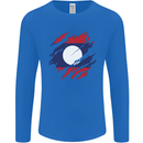 Torn Laos Flag Laotian Day Football Mens Long Sleeve T-Shirt Royal Blue