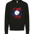 Torn Laos Flag Laotian Day Football Mens Sweatshirt Jumper Black