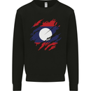 Torn Laos Flag Laotian Day Football Mens Sweatshirt Jumper Black